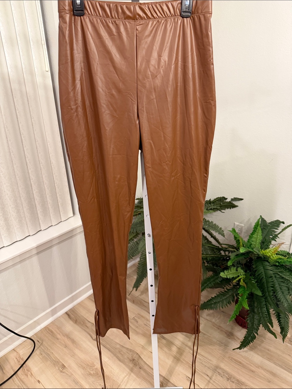Fashion Nova Brown Faux Leather Legging Pants